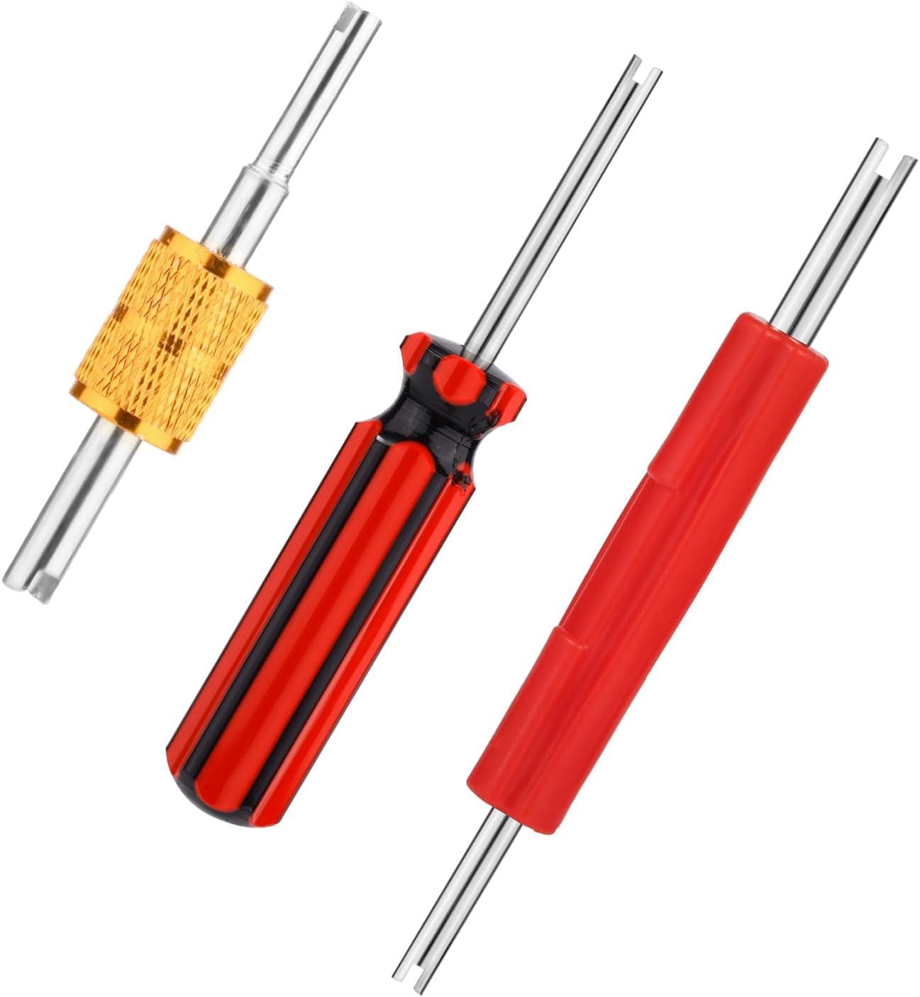 3pcs Valve Core Wrench Tools, Single & Dual Head A/C Valve Core Extractor Air Conditioning Line Repair Tools Schrader Valve Core Remover for Car Bicycle RV Truck HVAC Air Conditioner