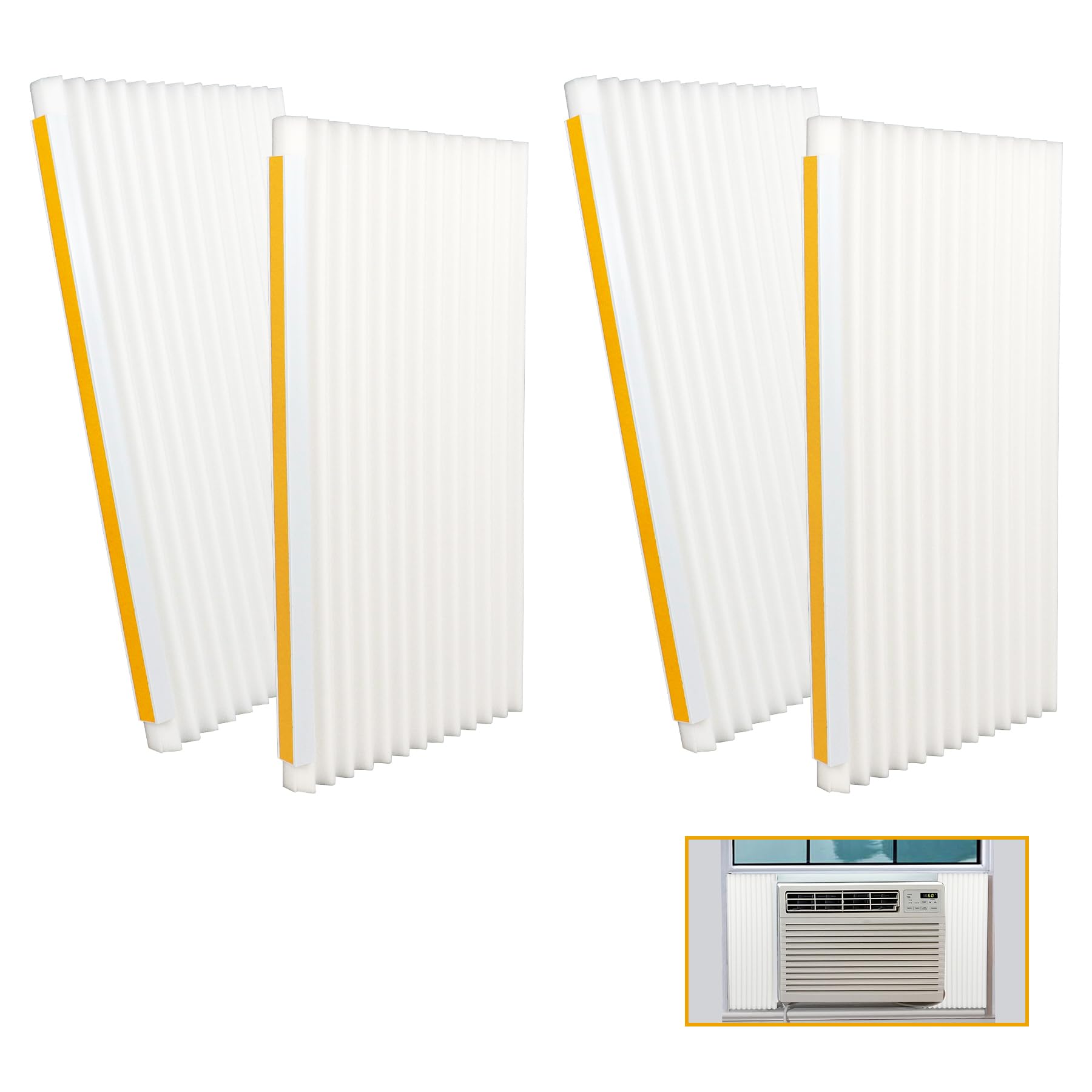 LBG ProductsWindow Air Conditioner Side Panels, 4 Pack Window AC Foam Insulation Kit, Air Conditioner Side Panel for Window AC Units,17in High x 9in Wide x 7/8in Thick,White