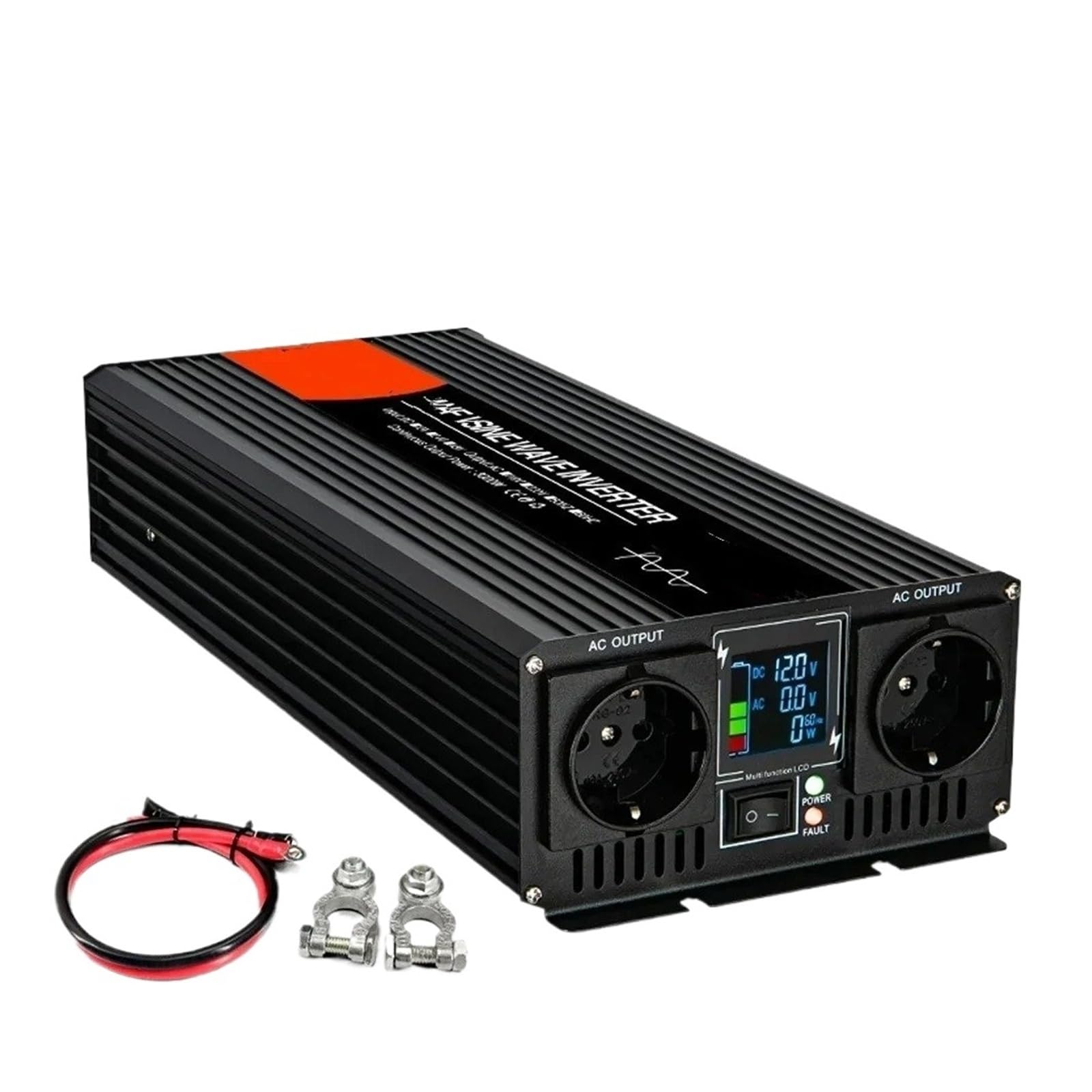 Inversor Corriente Coche Inversores Onda Sinusoidal para Pura 4000W 5000W 6000W Doble Enchufe Europeo DC 12V 24V 48V AC 220V Convertidores Voltaje(5000W (Rated 2500W),24V,220V 50Hz)