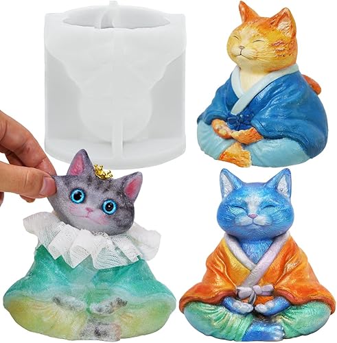 Molde de silicona para gatos Taba Squishy, resina, vela, manualidades, gatito grande de 5 pulgadas