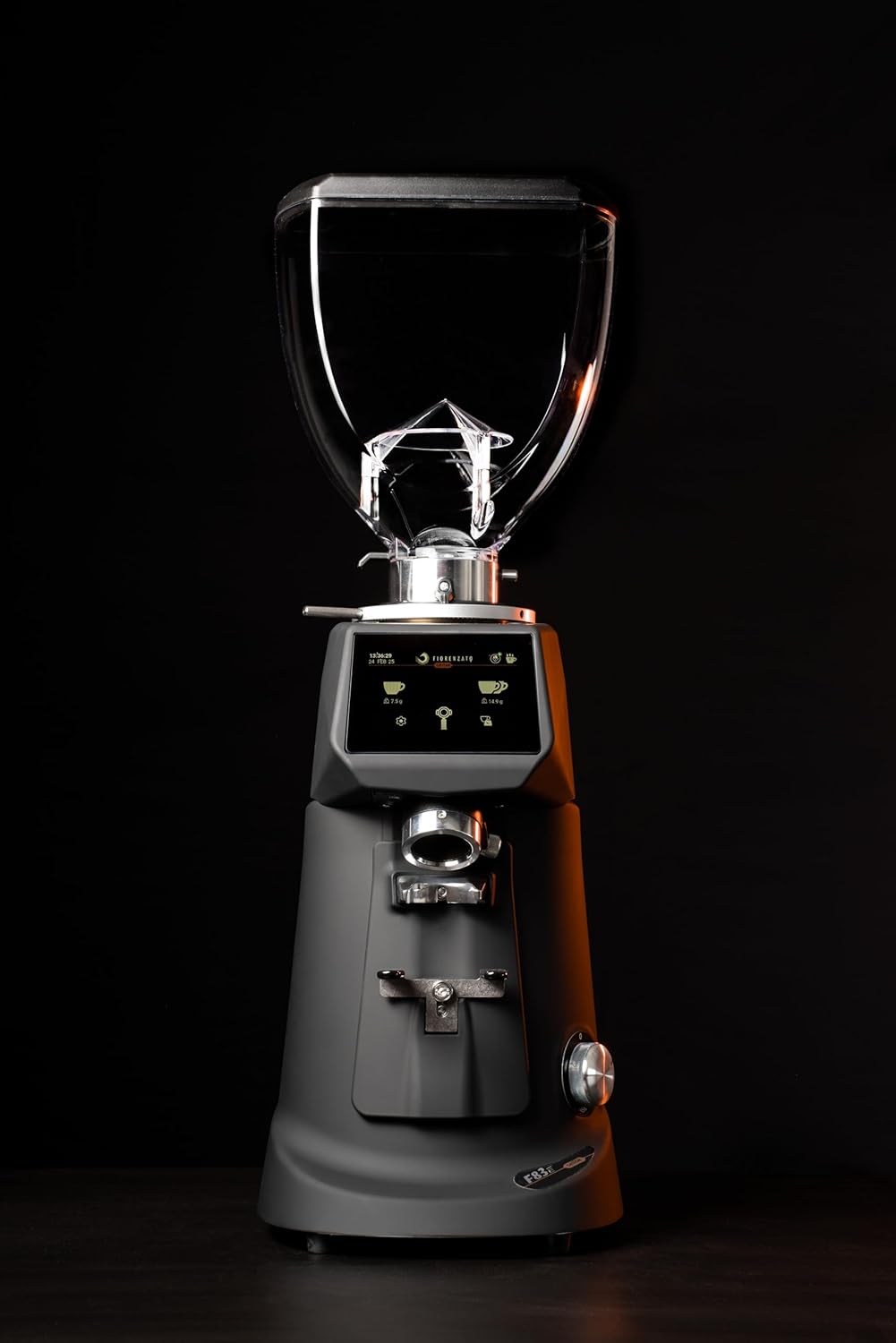 Fiorenzato F83 E Sense Commercial Dark-T Burrs Coffee Grinder, Digital Touch Display, Black