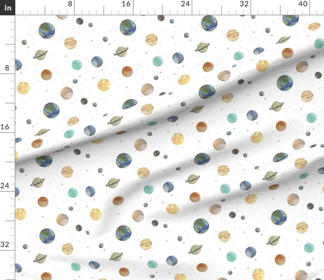 Spoonflower Fabric - Solar System Medium Space Nursery Theme Planets Stars Astronomy Printed on Petal Signature Cotton Fabric by The Yard - Sewing Quilting Apparel Crafts Decor