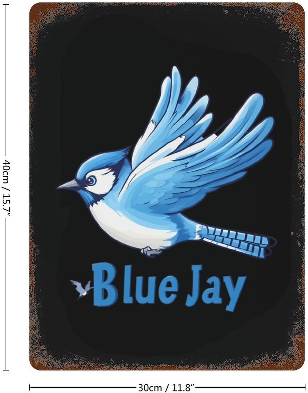 Blue Jay Bird Metal Signs Vintage Iron Tin Hanging Plate Wall Art with Rusted for Home Kitchen Garden Decor