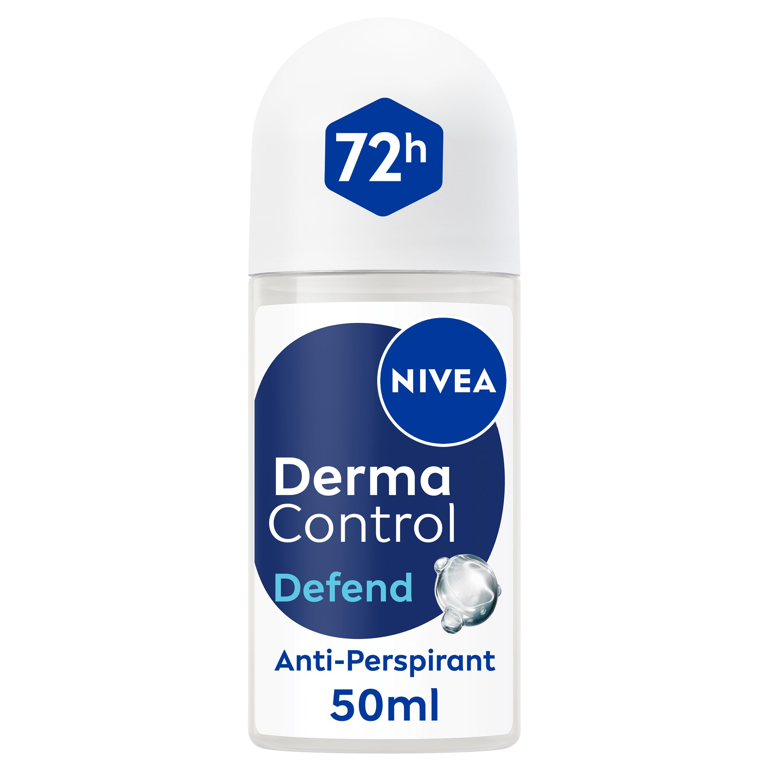NIVEA Derma Control Defend Roll On (50ml), Anti-Perspirant Roll On with Hyaluronic Acid and Pro-Vitamin B5, 72H Protection Deodorant for Sensitive Skin