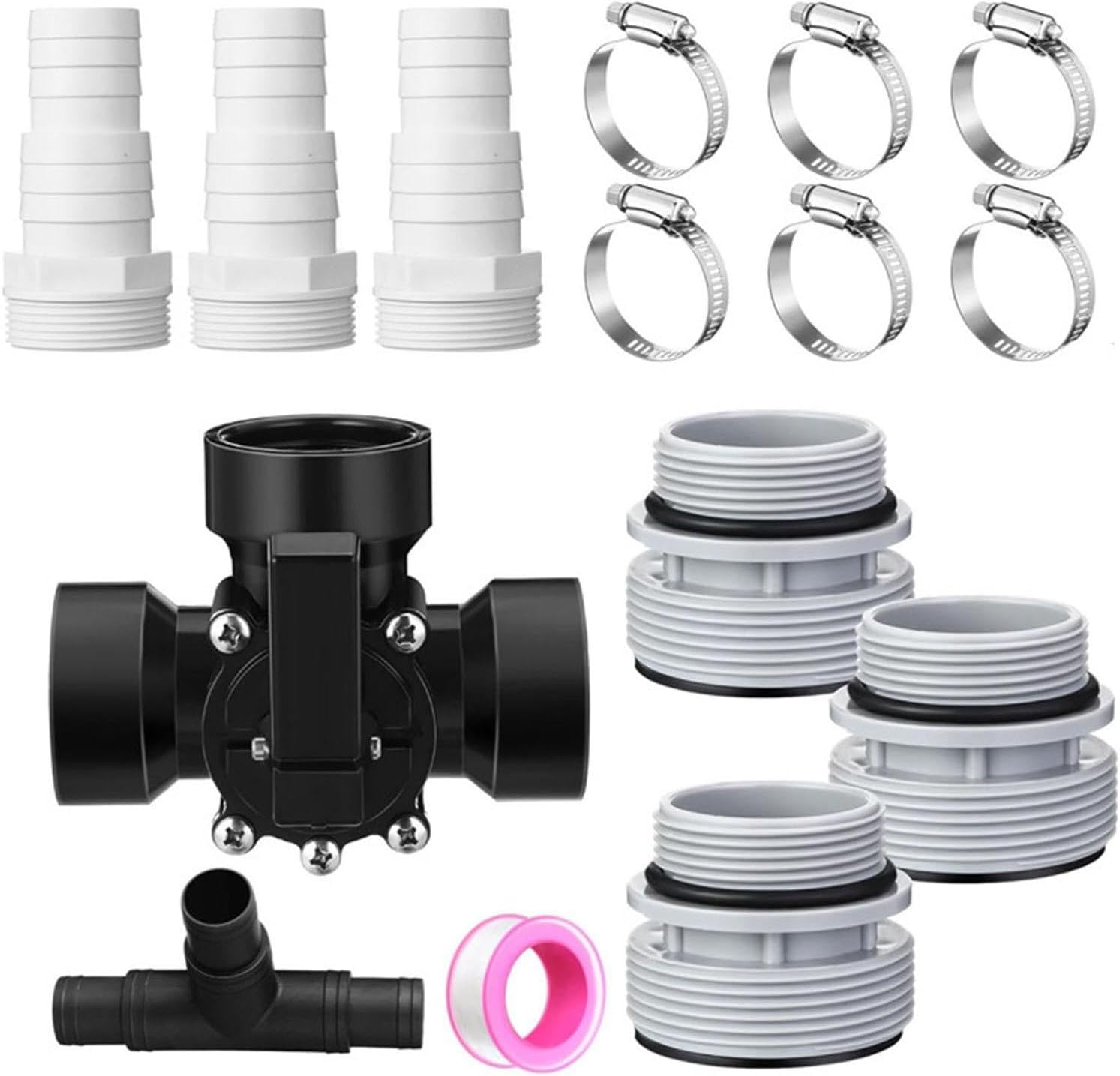 MYCENSE 3 Way Diverter Water Valve Hose Adapter, with Hose Clamps, Premium, Garden Pool Diverter for Garden Pond,Pools and Spas, Black