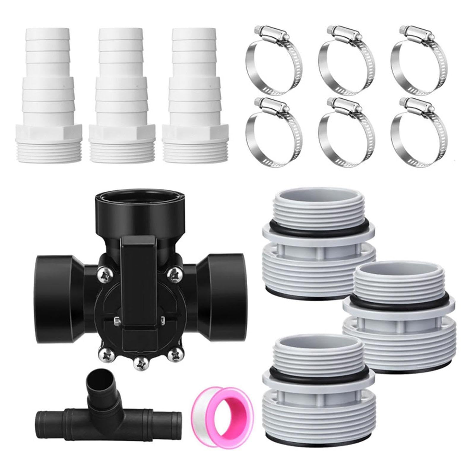 MYCENSE 3 Way Diverter Water Valve Hose Adapter, with Hose Clamps, Premium, Garden Pool Diverter for Garden Pond,Pools and Spas, Black