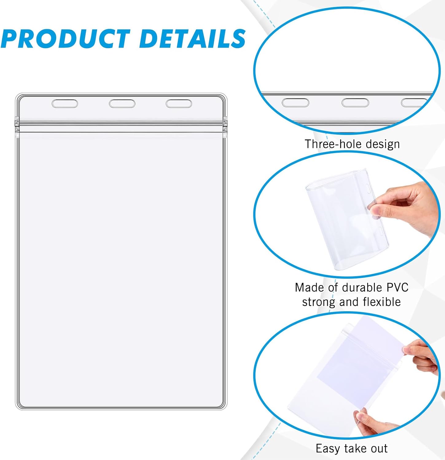 Patelai 100 Pcs 5 x 7 Inch Plastic Badge Holder Bulk Clear Vinyl ID Protector Sleeves Card Ticket Credential Badge Sleeves Vertical Waterproof Name Tag Holder for Sporting Events - Image 5