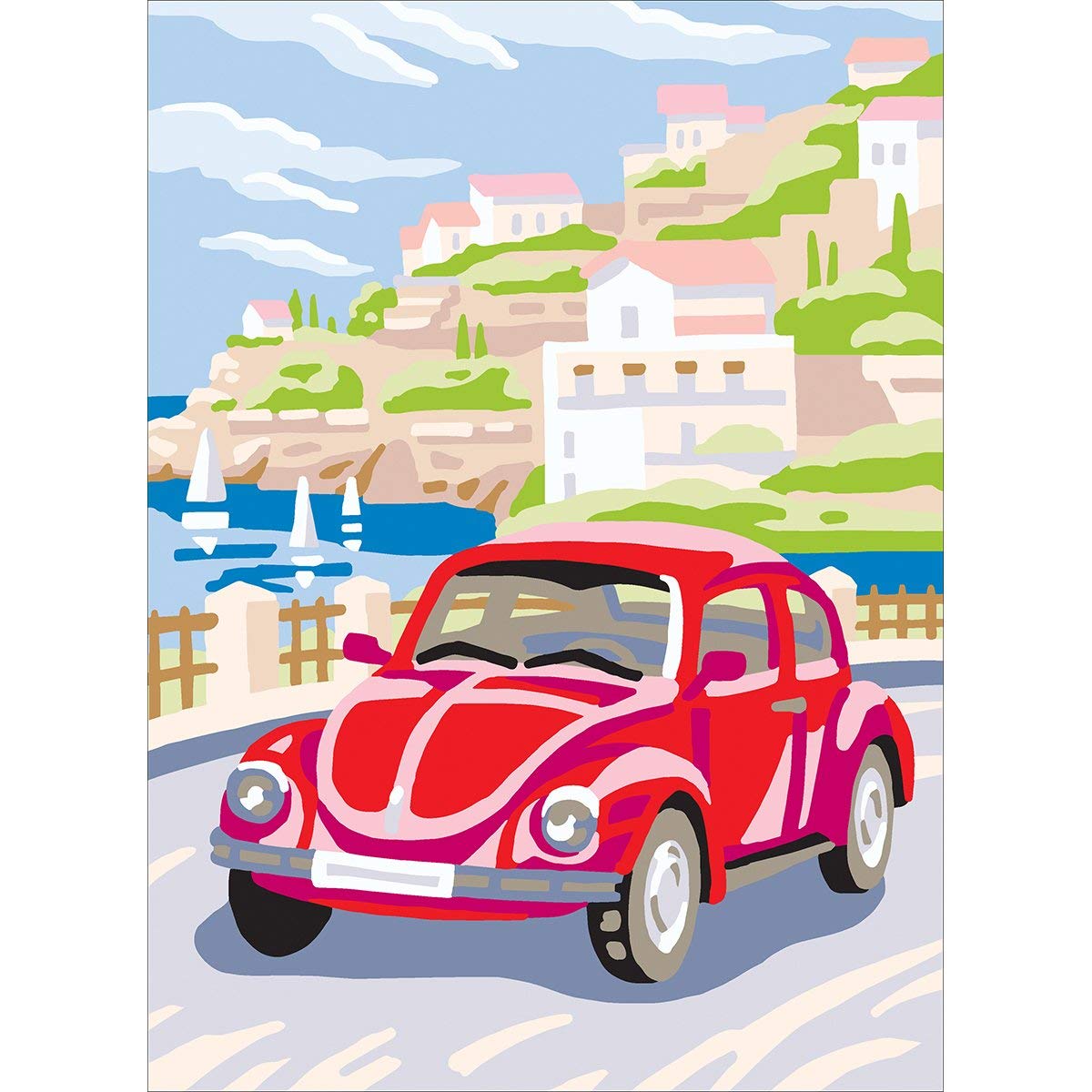 Rto White Car D'art Needlepoint Printed Tapestry Canvas, 30 X 40Cm