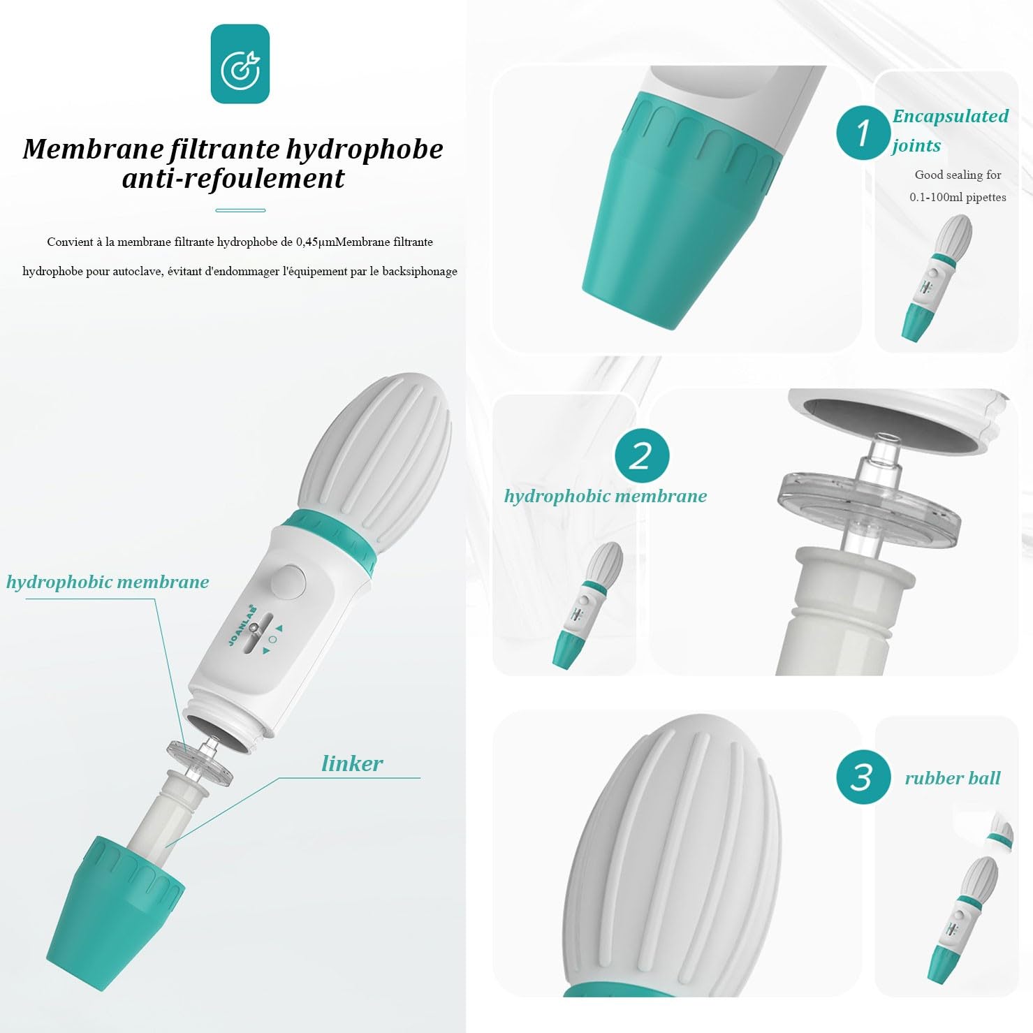 3 unidades de pipetas serológicas manuales para volúmenes de 0,1 a 100 ml, herramienta esencial de laboratorio.