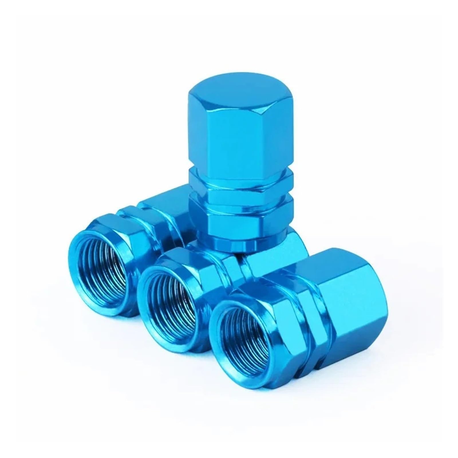 Tapones de válvula de neumático de aluminio a prueba de polvo para coche, motocicleta y bicicleta (azul cielo)