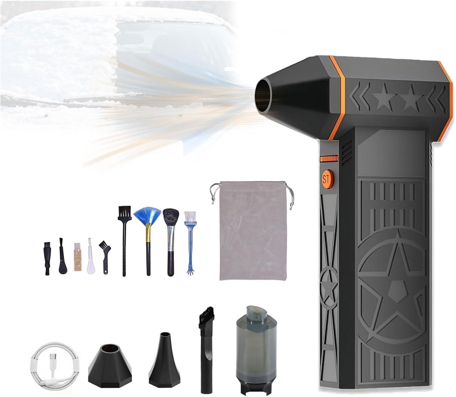 2026 Upgrade 5000W Thermal Snow Blower,Portable Snow Blower for Car,with Efficient Turbine Tech, Portable for Car Windshield Defrost, Snows Removal (Full 1Set)