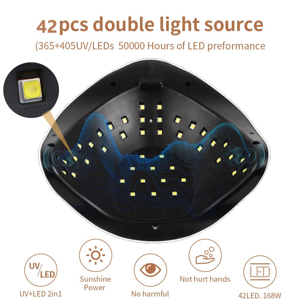 Lampada Unghie UV LED,168W Fornetto per Manicure/Pedicure Permanente Smalto Semipermanente 4 Timer con 10s/30s/60s/99s Display LED Automatico Sensore