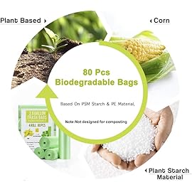 Jaoul Trash Bags 1.2 Gallon, Small Garbage Bags, Strong & Unscented Mini Trash Bags for Kitchen, Bathroom, Office, Restroom, Car, Green, 80 Counts