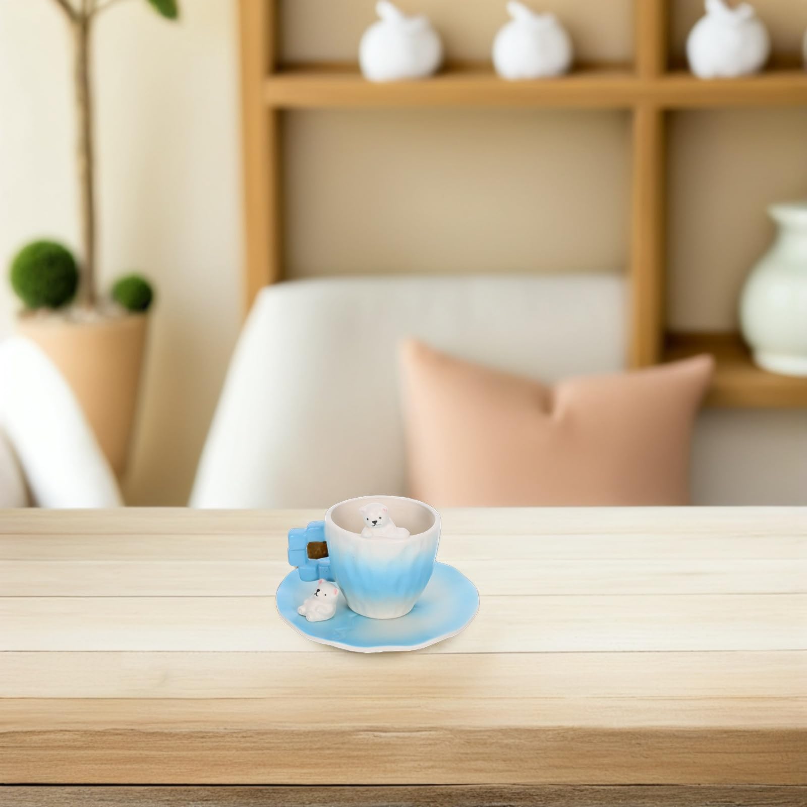 Niedlicher Keramik Eisbär Kaffeebecher 1 Satz mit Untertasse 200ml
