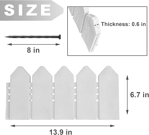 Miniatura 8 de Kit de bordes de paisaje de 6.7 pulgadas de alto, borde decorativo de doble cara con aspecto de madera, borde de jardín, borde de cama de flores con