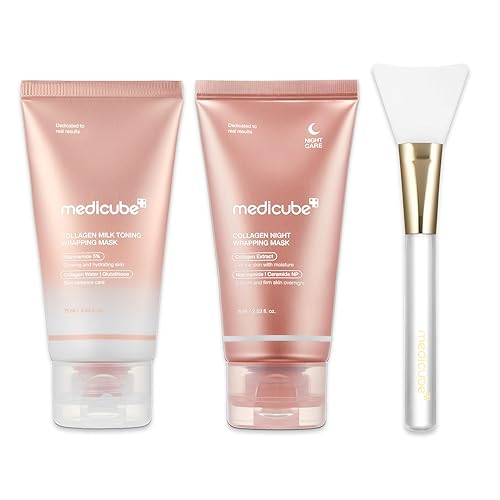 medicube Day & Night Collagen Wrapping Mask Duo: Collagen Glazed Milky Glow Daytime and Overnight Wrapping Mask | Hydrating & Firming Skincare Gift Set for Radiant Skin, Holiday Stocking Stuffers