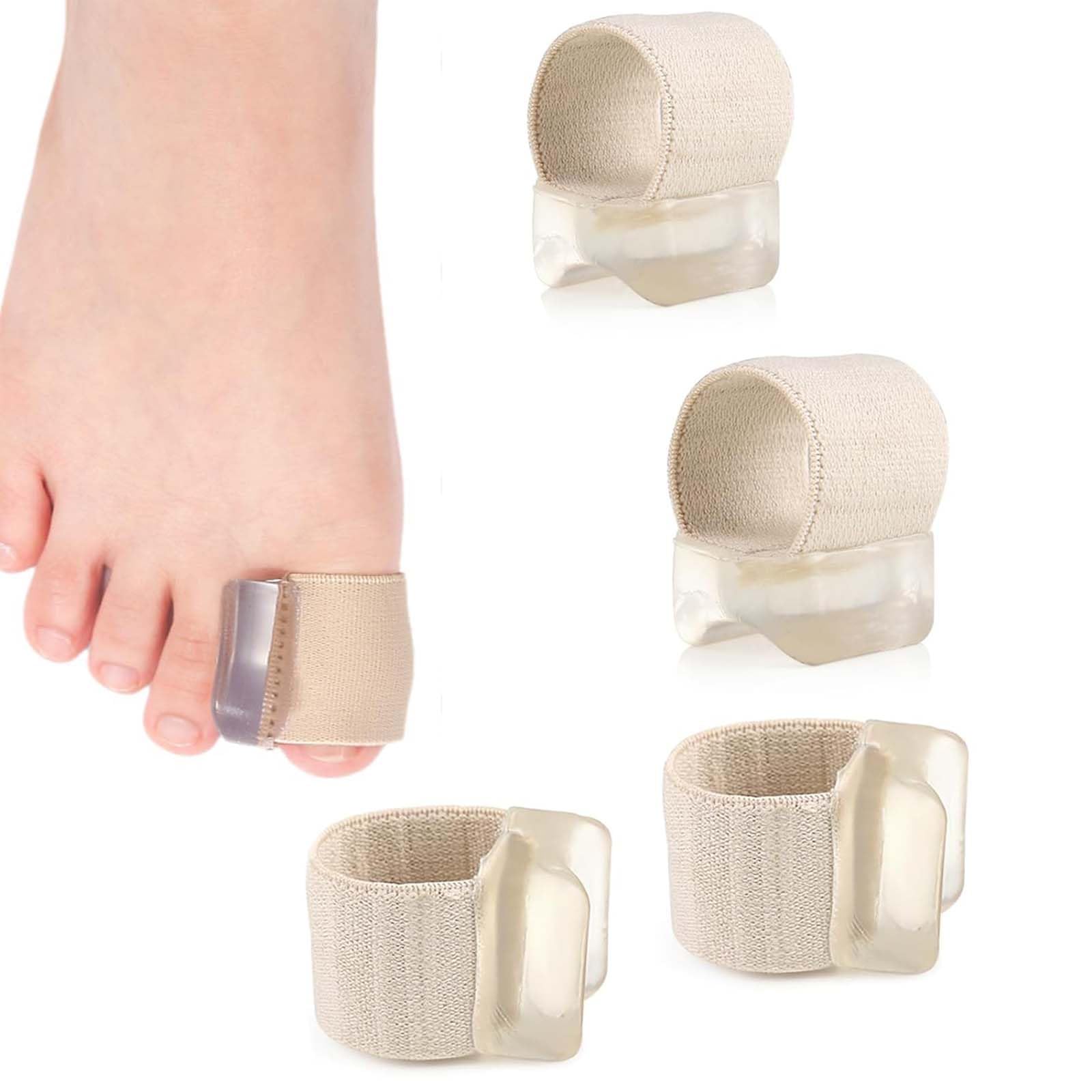 4 Pcs Toe Separator, Bunion Corrector for Women and Men, Skin Tone Elastic Fabric Toe Spacer, Comfortable Toe Straightener for Daily Use Foot Thumb Relief Brace(L)