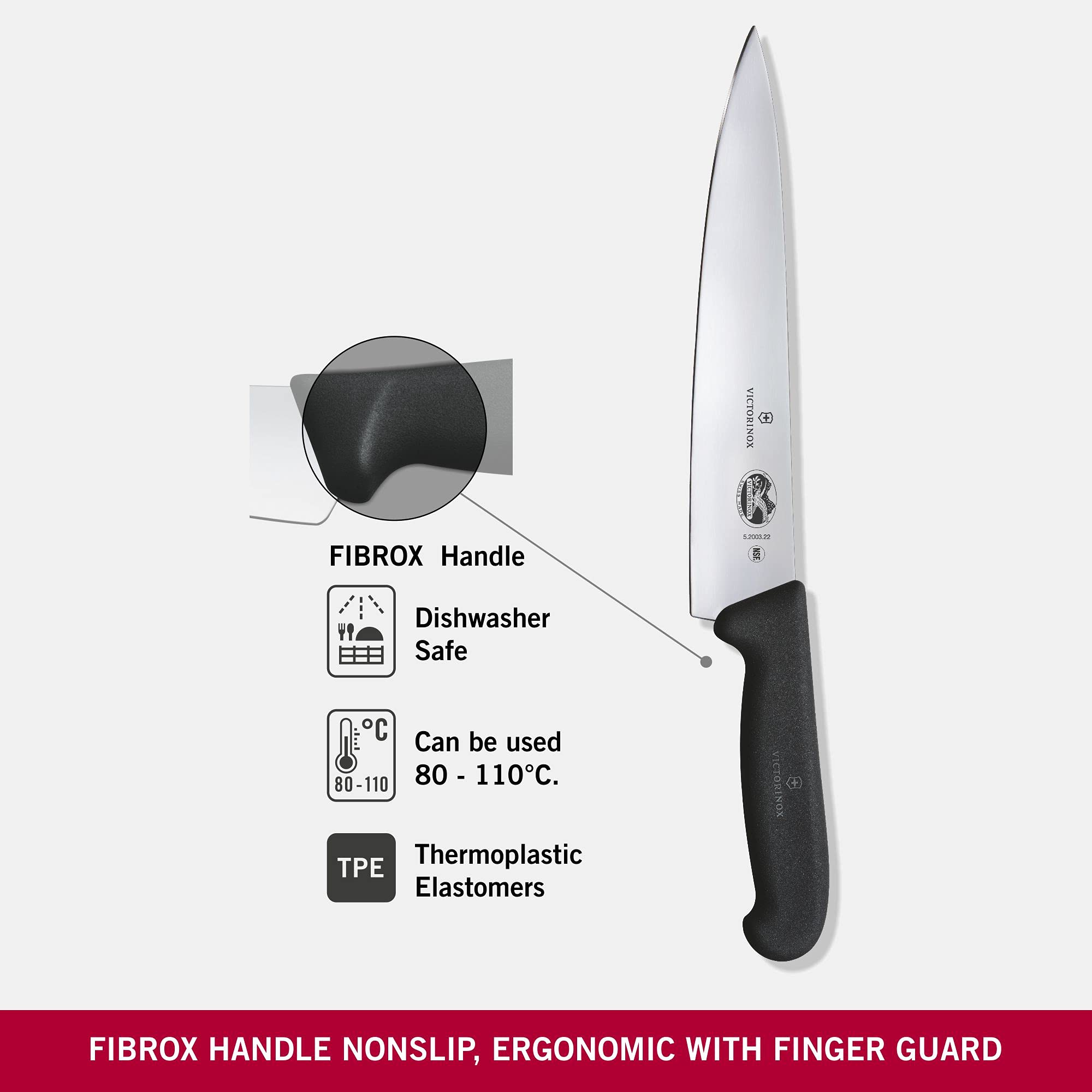 Victorinox Coltello Da Cucina Fibrox 18 Cm: Lama In Acciaio Inox E Manico Ergonomico Antiscivolo