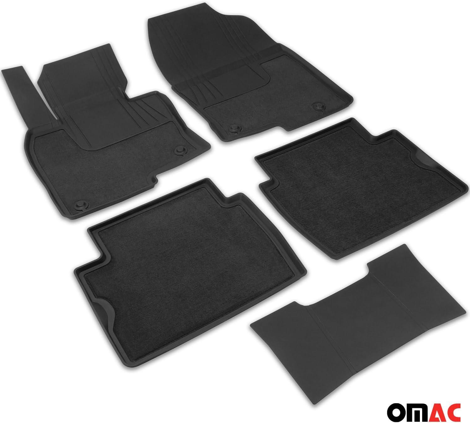 OMAC Floor Mats for Mazda CX-5 2.gen 2017-2025 Car Mats All Weather 3D Custom Fit Rubber Mat Waterproof Odorless TPE Floor Liners Laser Measured Non-Slip (Black)