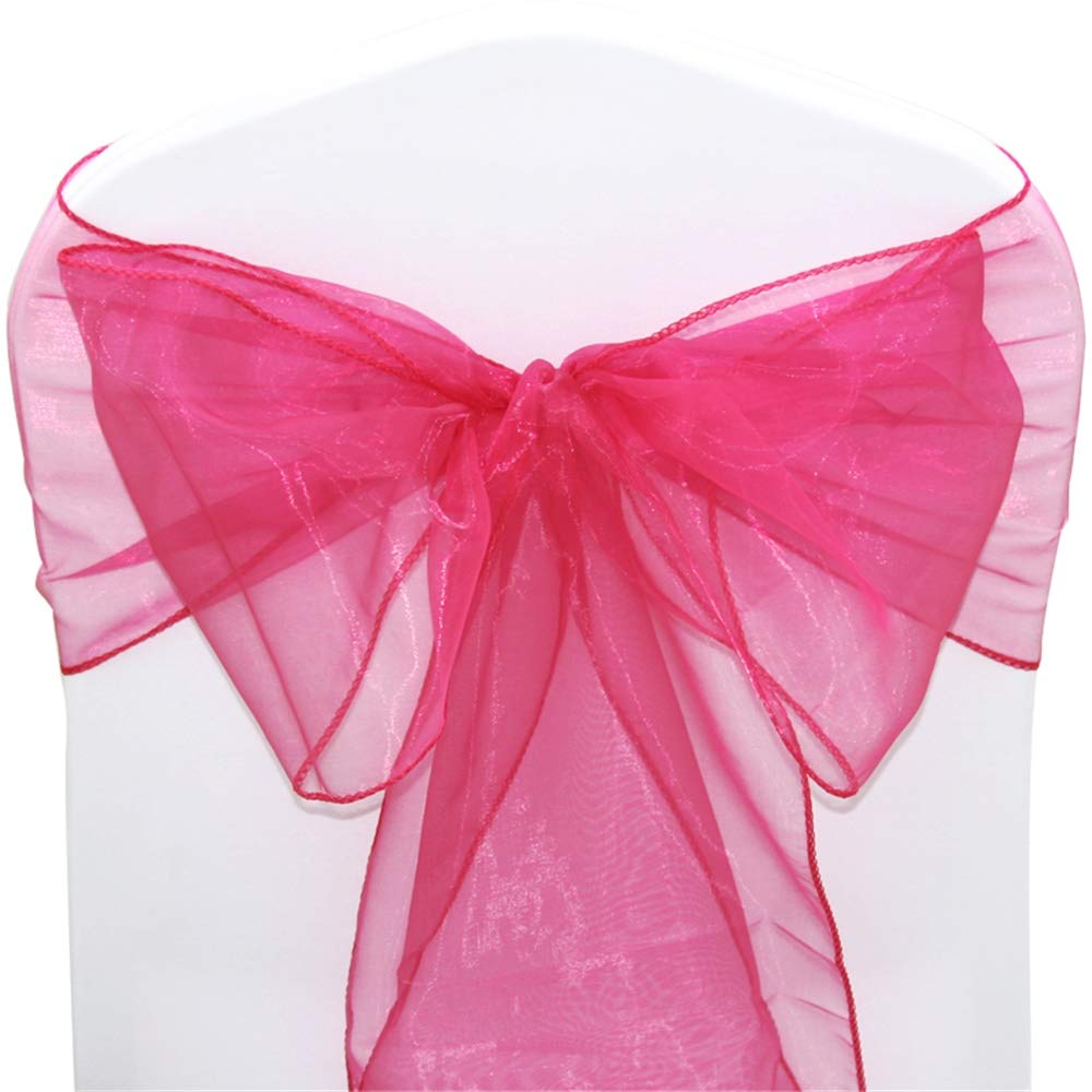 Time to Sparkle Pack of 10 Organza Sashes 22x280cm/9x110inch Wider Sash Fuller Bows Chair Cover Bows Sash for Wedding Party Birthday Decoration - Crimson