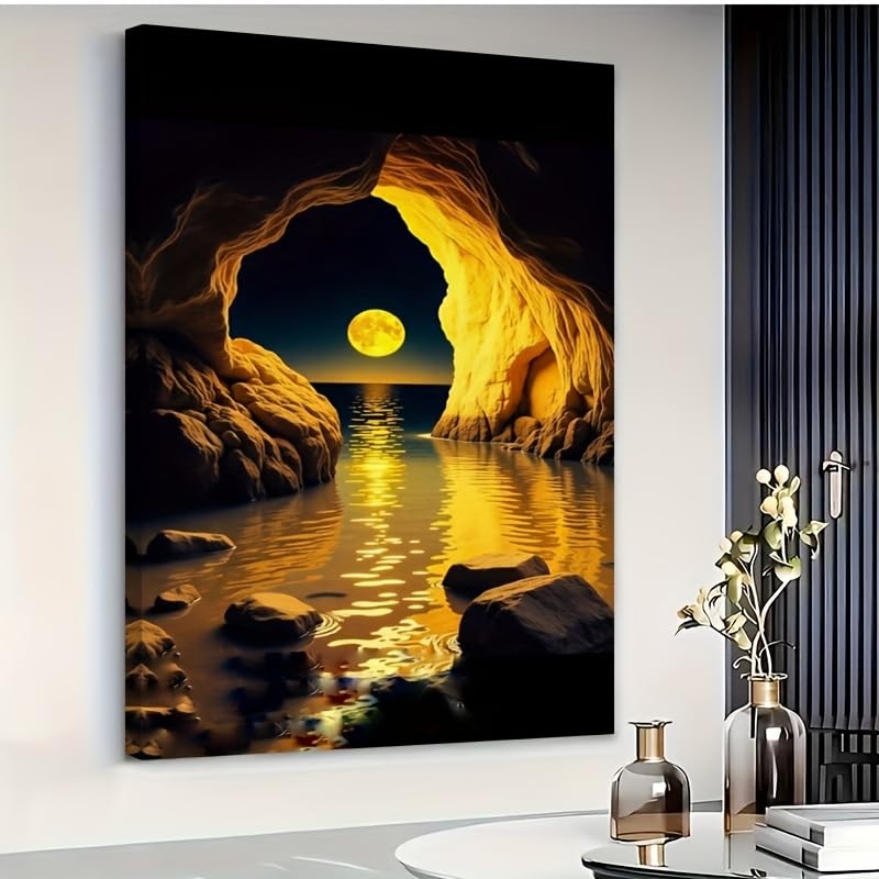 Toile Grotte au clair de lune poster moderne JKEVCBIAX tableau mural salon 40 x 60 cm