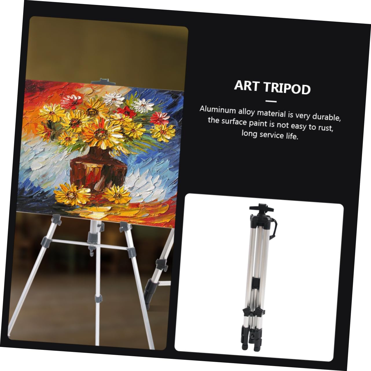 Homoyoyo Chevalet Peinture Trépied Art Réglable Support Peinture Pour Étudiants Chevalet Exposition Compact