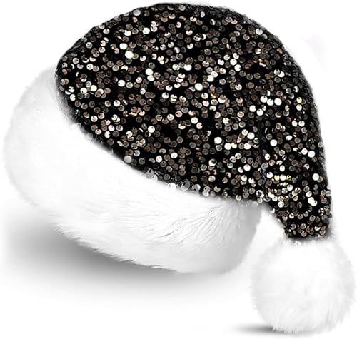 Ausejopeac Sombrero de Navidad morado para adultos, sombrero de Papá Noel con lentejuelas moradas, sombrero de Papá Noel súper suave