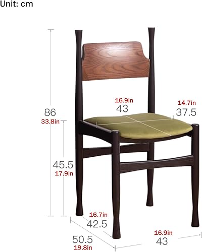 Miniatura 2 de Sillas de comedor, modernas sillas de comedor de madera, silla de cocina tapizada, taburete sin brazos de granja, silla ocasional para cocina, sala