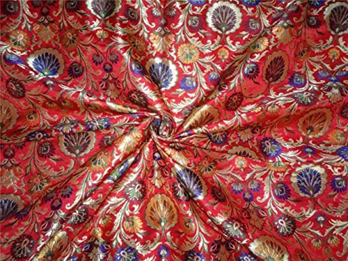 Jacquard de soie rouge or tissu ameublement et rideaux au mètre