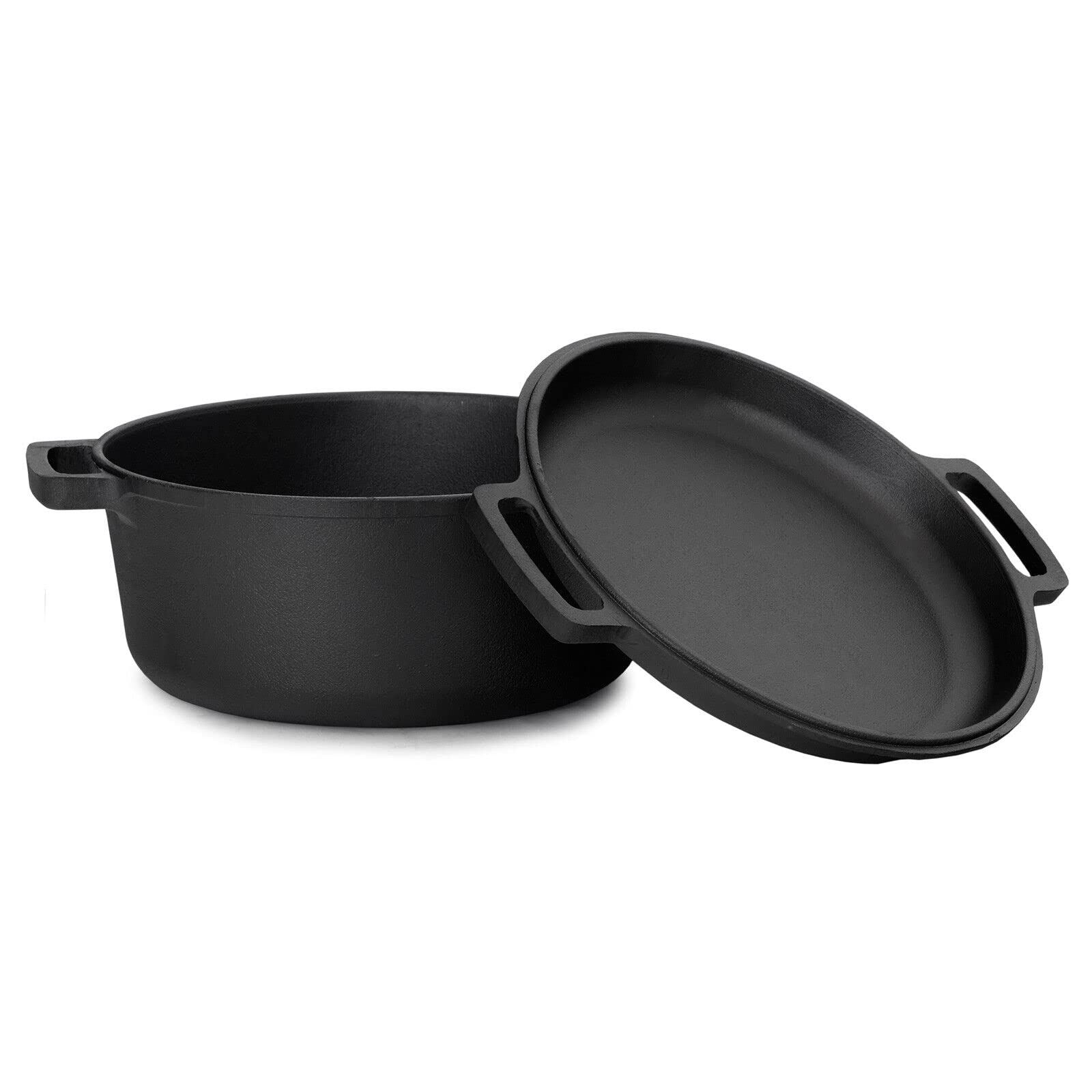 Casseruola in Ghisa 4L | Casseruola Ø 24cm per Panificazione | Pentola in Ghisa con Coperchio-Padella | Forma per Pane adatta per Gasgrill, Forno, Focolare e tutti i Piani di Cottura incl. Induzione