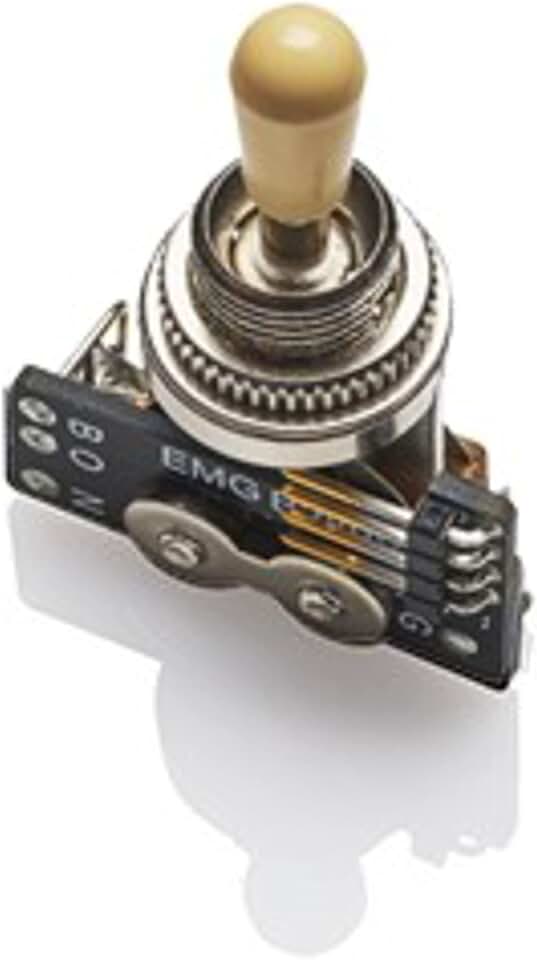 EMG Seletor de Captadores »Chave Seletora de 3 Posições B289 - Botão Marfim« para Guitarras Elétricas Estilo Gibson | 2 Cabos de Conexão (Curto/Longo) | Botão Marfim