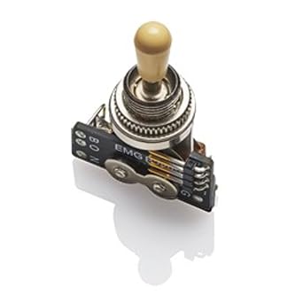 EMG Pickups 3-Way B289 Toggle Switch - Ivory KNOB Pickup Selector Switch for GibsonTM-Style E-Guitars | 2 Connection Cables Short/Long | Ivory Knob