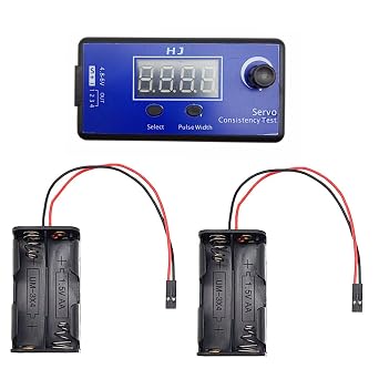 1PC 3CH Digital Servo Tester ESC Checker CCPM Consistency Speed Controler + 2PCS 4 Cell AA Battery Holder Case with 2P JR Connector Terminal for Helicopter Car HJ Servo Tester