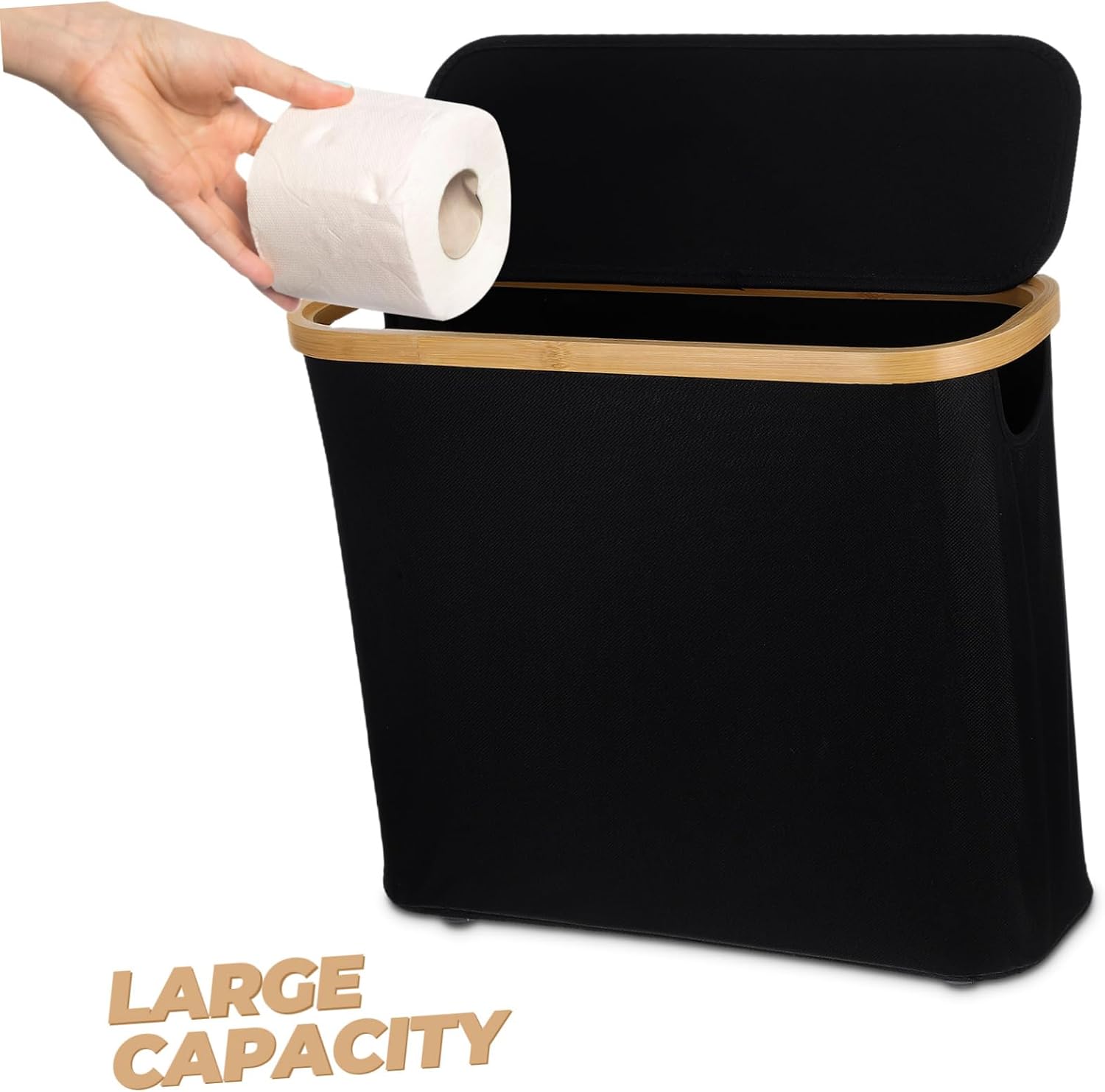 MAGICLULU Toilet Paper Storage Basket with Lid Holder Soft Tissue Organizer for Bathroom Stylish Countertop for Bathroom Organization