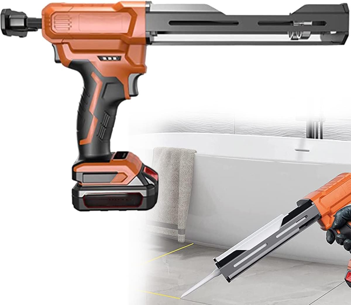 Electric Double Cartridge Adhesive Caulking Gun,Cordless Caulking Gun 5 Adjustable