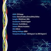 Vista 2 de Fermerry - Kit de cable trenzado de silicona calibre 30, carrete de 3 m, cada uno de 6 colores, flexible, cable de conexión calibre 30, cable