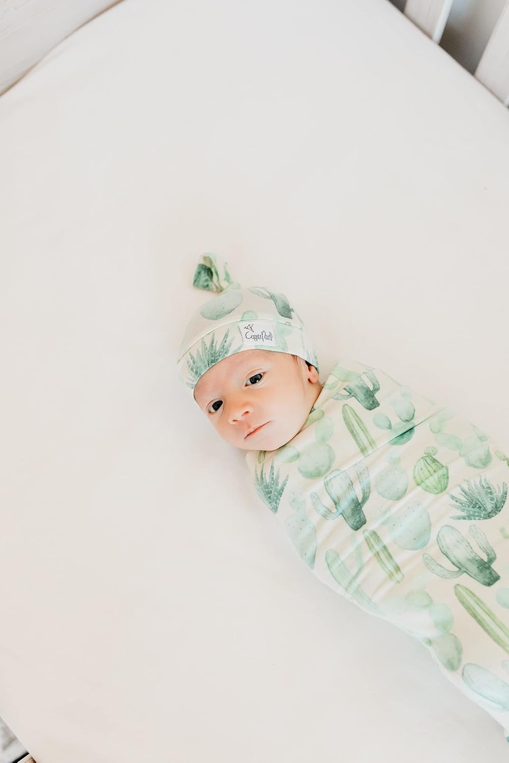 Copper Pearl Baby Beanie Hat Top Knot Stretchy Soft Desert