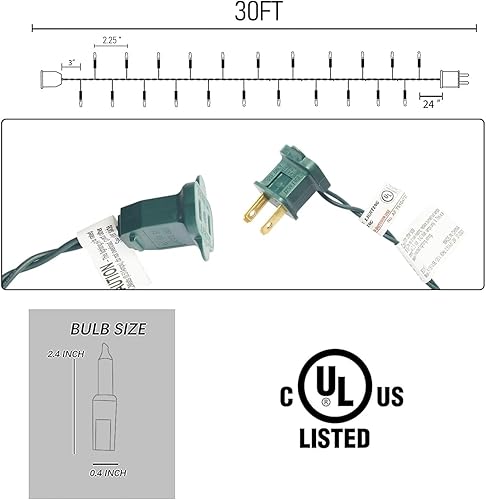 Miniatura 3 de Dazzle Bright Mini cadena de luces de Navidad, 150 unidades, 33 pies, impermeables, incandescentes, decoraciones de Navidad conectables para
