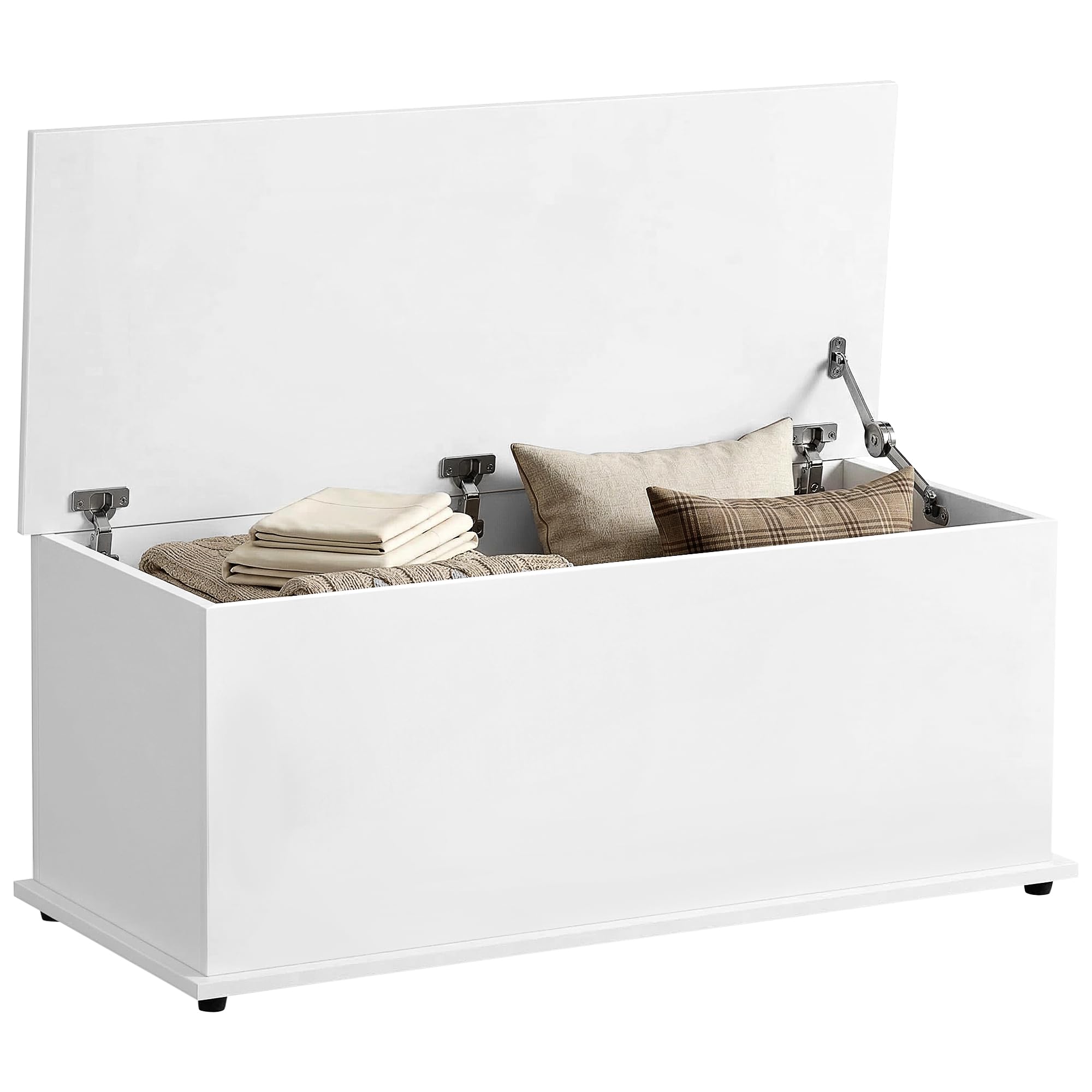 Homcom White Box Chest With Lid Ottoman Storage Keepsake Cabinet Chipboard In