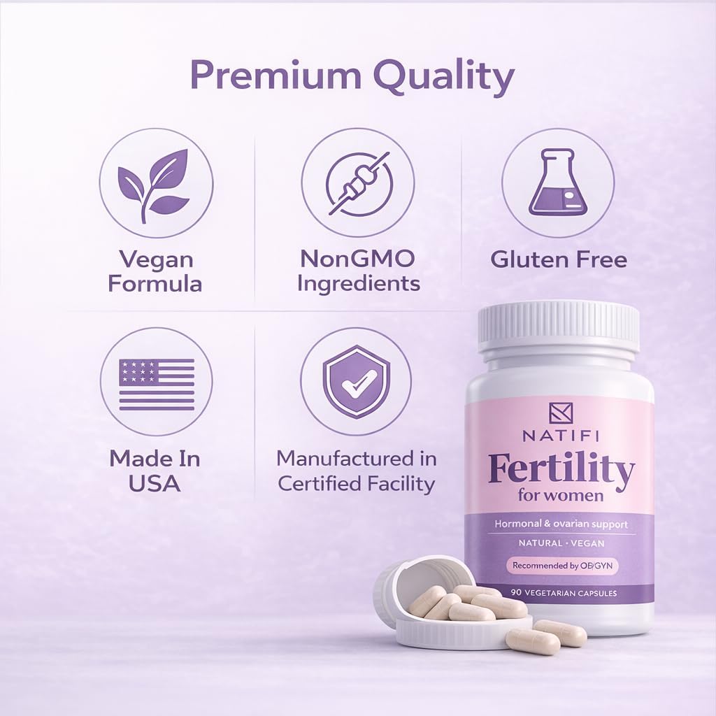 Natifi Conception Fertility Prenatal Vitamins Regulate Cycles, Balance Hormones, Aid Ovulation. Conception Multivitamin for Women. Healthier Pregnancy -60 Capsules- Folic Acid, Myo Inositol, Vitex.