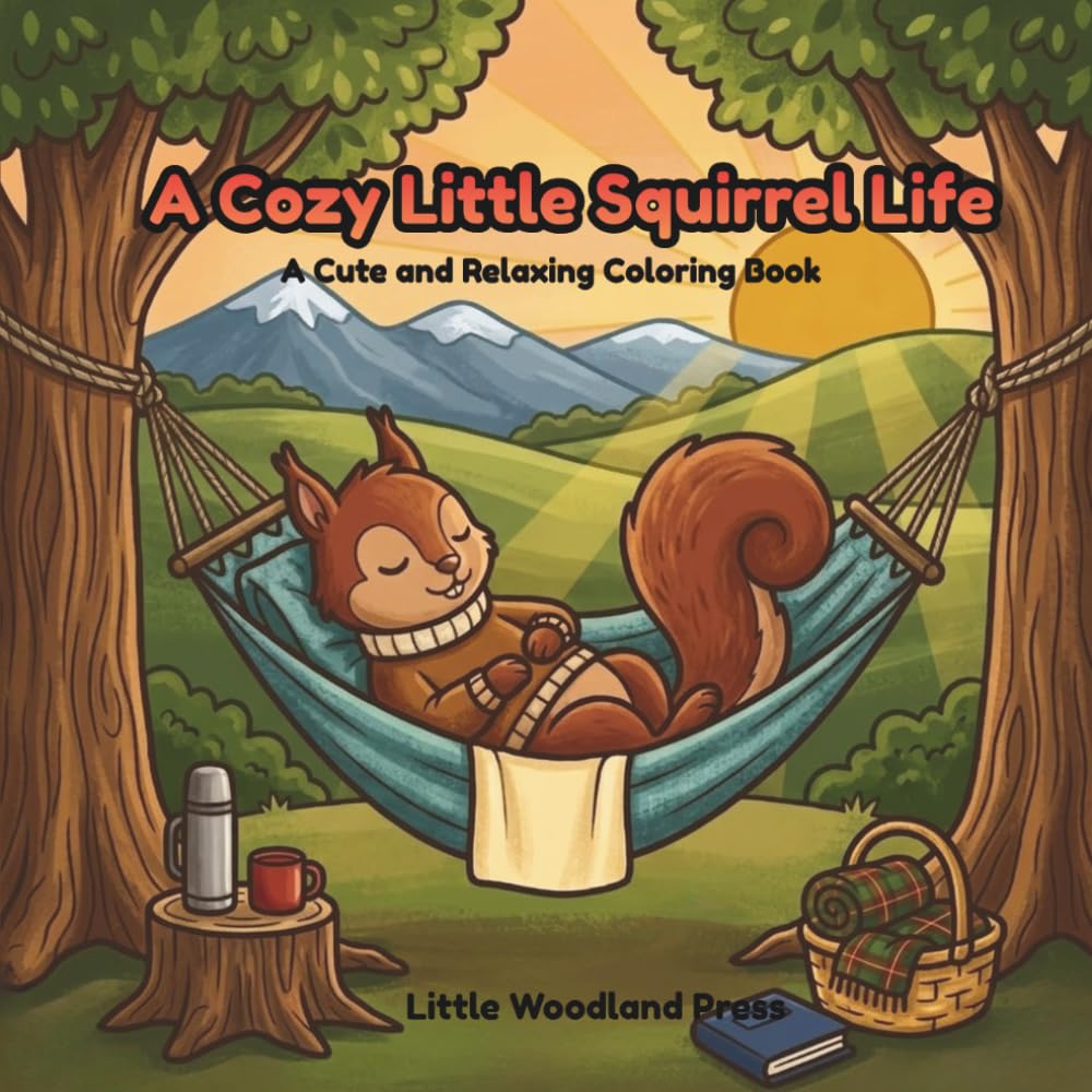 A Cozy Little Squirrel Life: A Cute and Relaxing Coloring Book