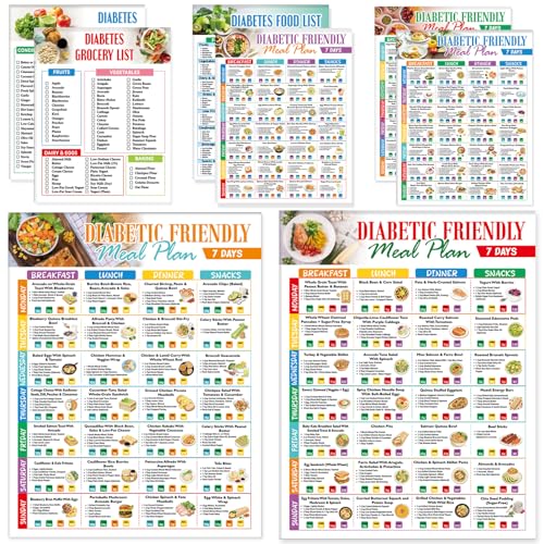 8 Pcs Diabetic Food List Posters Diabetic Grocery List Meal Plan Food Chart