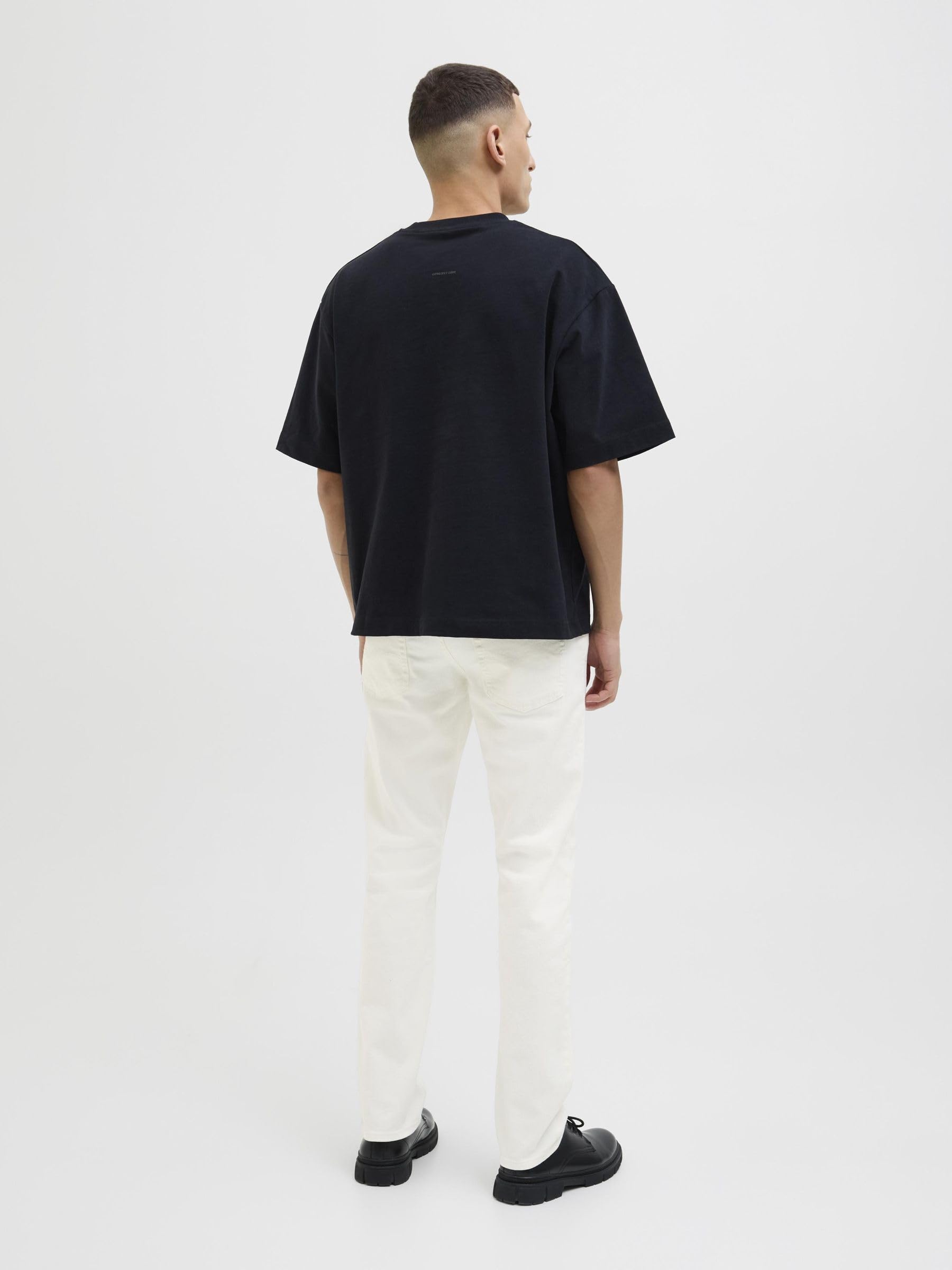 JACK & JONES Mens Slim Fit Jeans, Low Rise Stretch Denim Trousers for Men, White Colour, UK Size - W28 to W36