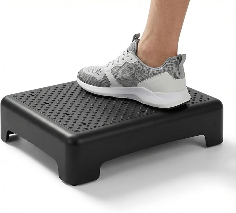 3.35-Inch Mobility Step Stool for Adults, 600 lb Capacity, Black/Black | Soft TPE mat; wide anti-tip PP base; non-slip feet; 2.43 lb; for seniors, post-surgery use, high beds, cars, RVs and baths