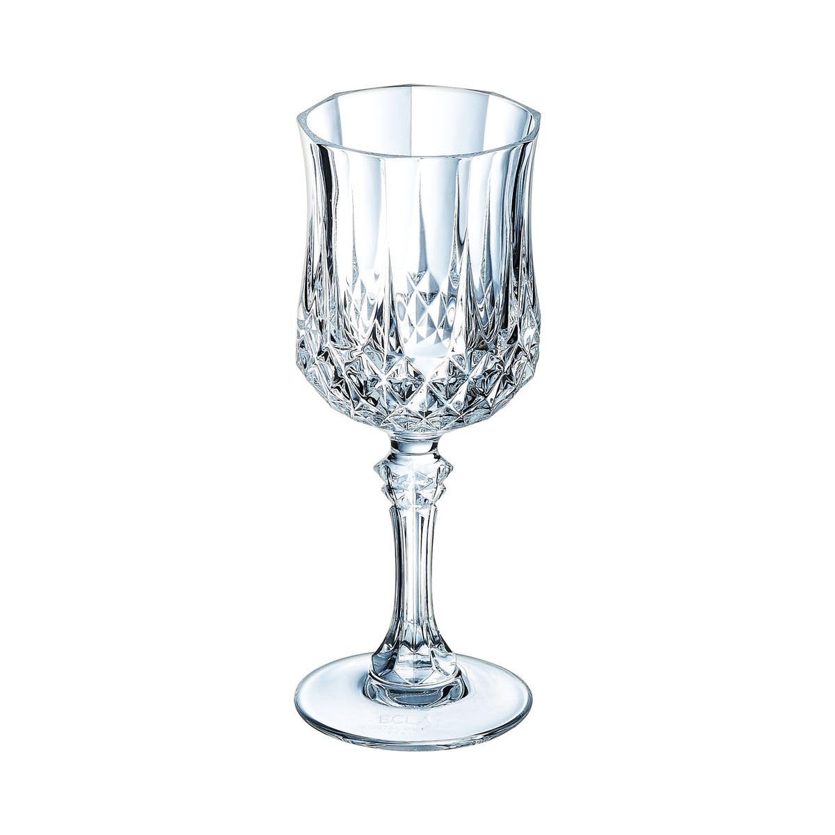 Cristal d'Arques Paris - Collection Longchamp - 6 Verres à vin 17 cl en Kwarx - Brillance, Transparence et Haute Résistance - Moulures Iconiques - Fabriqués en France