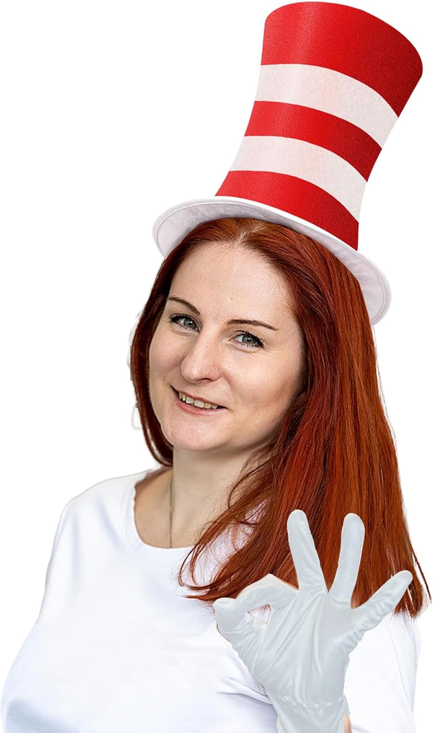 Striped High Top Hat, Red White, Stovepipe Costume Hat, Tall Hat for Adult, Cosplay Costume, Party Supplies, Halloween Props - Image 5