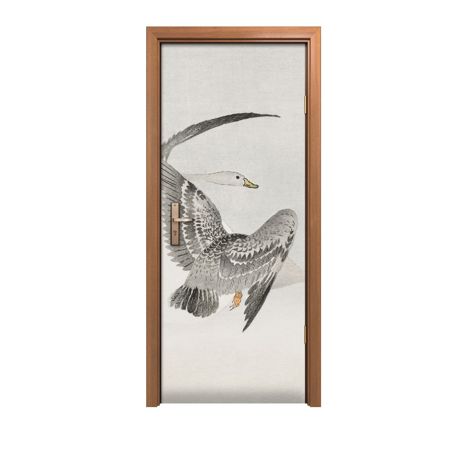 Autocollant de porte oiseaux oie ciel pour agrandir un salon ou une chambre parentale