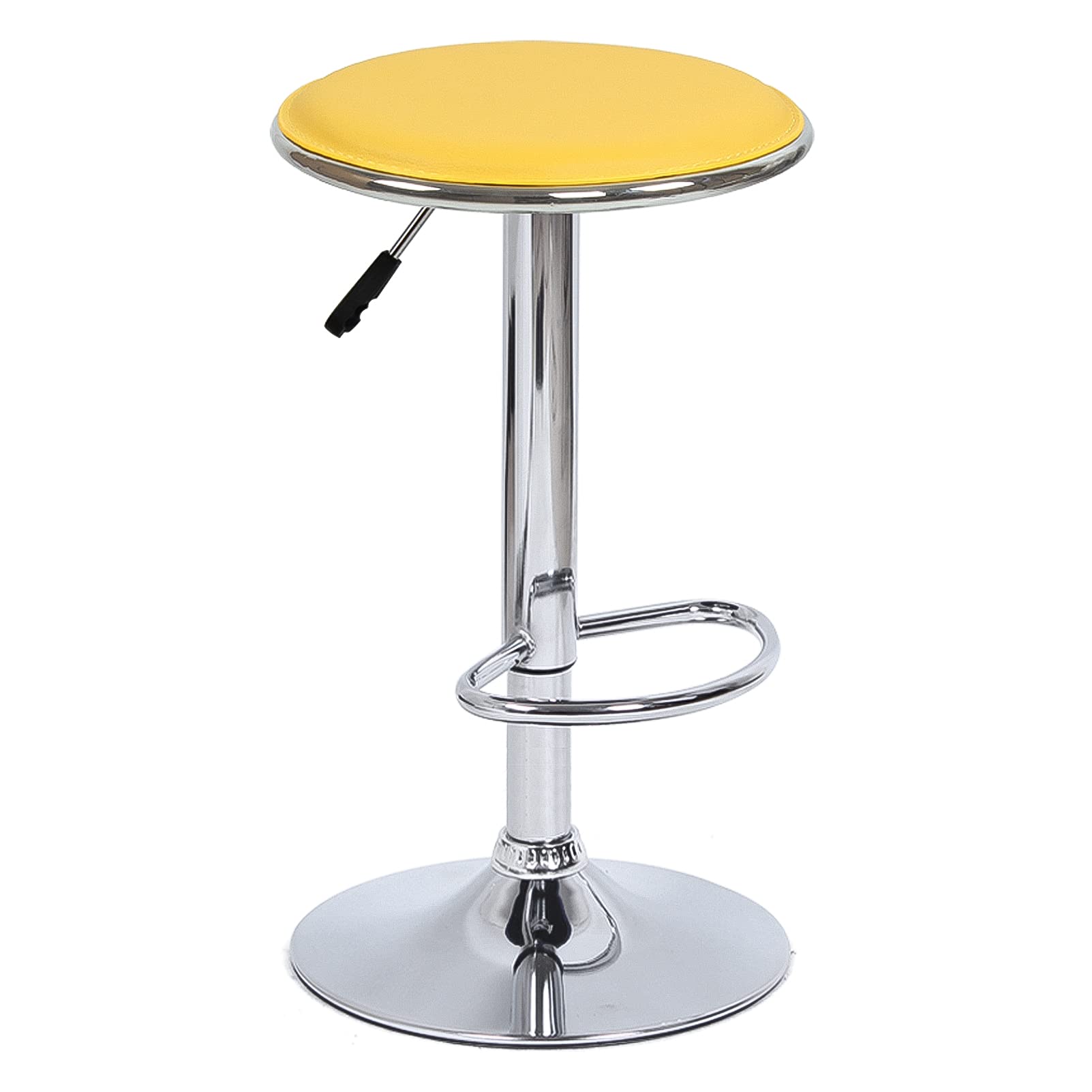 IUokLU Modern Round Swivel Bar Stool with Adjustable Height for Bar Counters Certified Air Rod Rotatable Seat Surface Sleek Design for Comfortable Sitting(Yellow-1 Size)