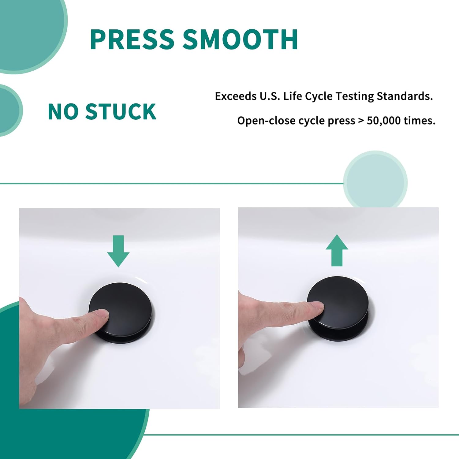Black Sink Drain Pop Up Sink Drain Stopper for Sink Faucet Vessel Vanity Bathroom Sink Drain Strainer with Hair Catcher Anti-Clog Strainer Matte Black【with Overflow】, SD30-BK-P2