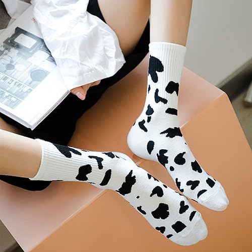 Miniatura 4 de Joylife Calcetines con patrón de vaca, calcetines de cuarzo negro y blanco, calcetines de vestir a cuadros para mujeres, dama, niñas, paquete de 7